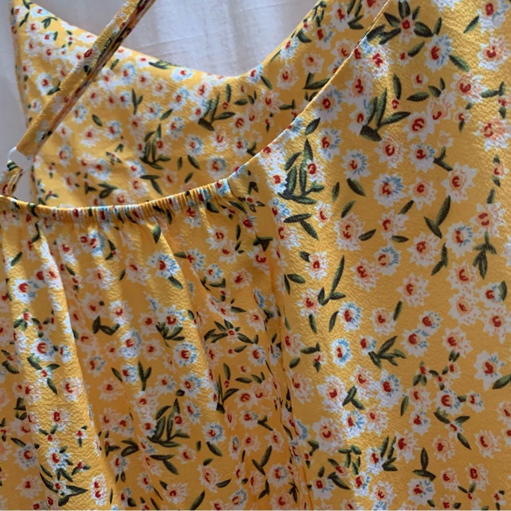 Yellow Ditsy Floral Print Lightweight Cami Dress - Picture 5 of 10